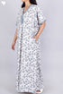 40s Cotton Kaftan In Indian Blue Floral Print