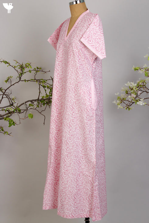 40s Cotton Kaftan in Floral Hand Screen Print