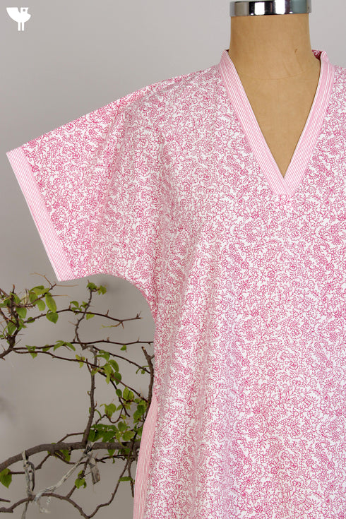 40s Cotton Kaftan in Floral Hand Screen Print