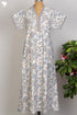 40s Cotton Kaftan in Cloud Grey & Peach Floral Hand Screen Print