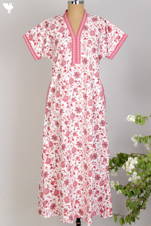 40s Cotton Kaftan In Floral Print