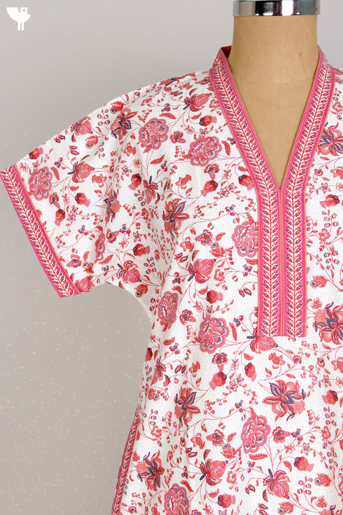 40s Cotton Kaftan In Floral Print
