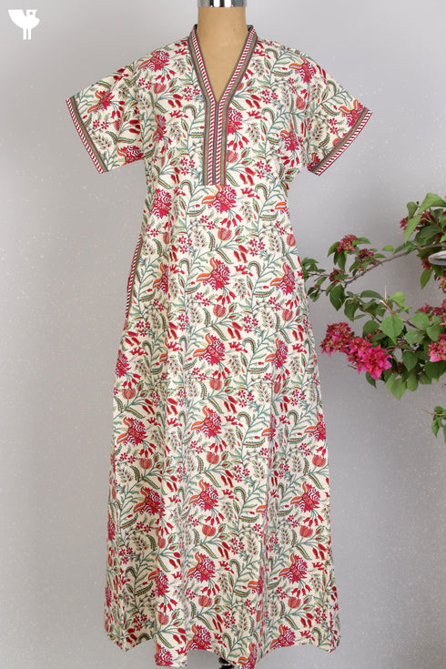 40s Cotton Kaftan In Floral Print