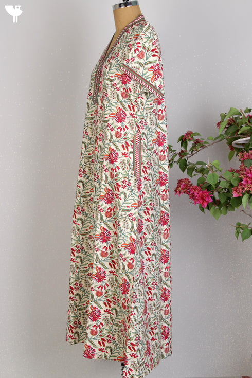 40s Cotton Kaftan In Floral Print
