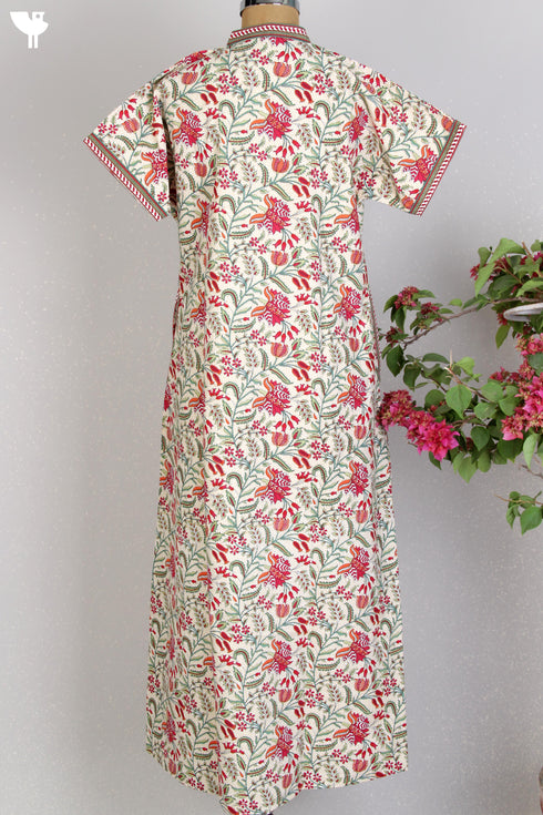 40s Cotton Kaftan In Floral Print