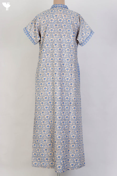 Bizzy Lizzy Kaftan in Blue Floral Block Print
