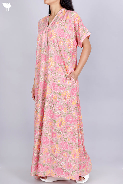 Bizzy Lizzy Kaftan in Floral Block Print