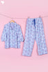 Cambric Cotton Long Pajama Set In Floral Block Print