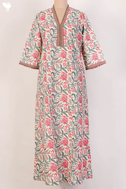 40s Cotton Kaftan In Floral Print