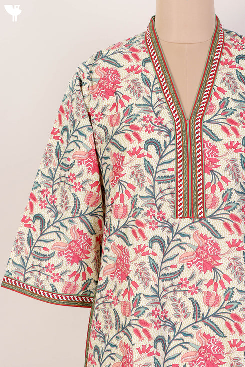 40s Cotton Kaftan In Floral Print