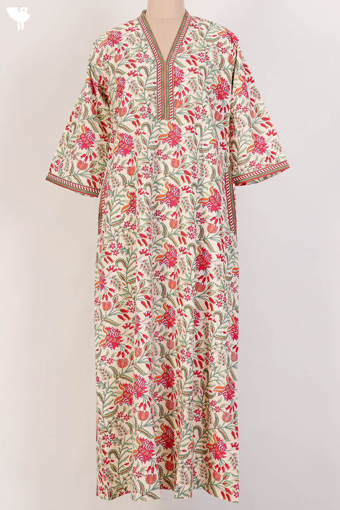 40s Cotton Kaftan In Floral Print