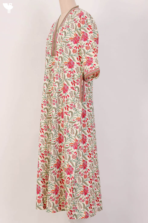 40s Cotton Kaftan In Floral Print