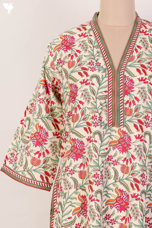 40s Cotton Kaftan In Floral Print