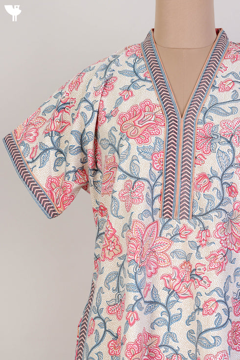 40s Cotton Kaftan In Floral Print