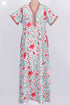 40s Cotton V-Neck Kaftan in Floral Print