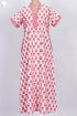 40s Cotton V- Neck Kaftan In FloralPrint