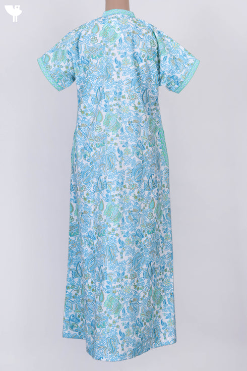 40s Cotton V- Neck Kaftan In Paisley Print