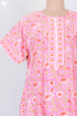 Soft Cambric Cotton Zipper Front Kaftan In Floral Block Print
