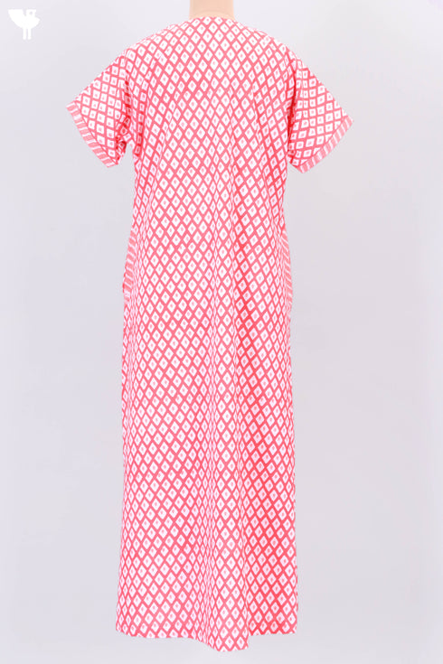 Cambric Cotton Zipper Kaftan In Graphic Block Print