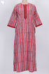 40s Cotton Zipper Front Kaftan In Graphic Block Print