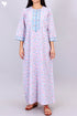 40s Cotton Zipper Front Kaftan In Floral Block Print