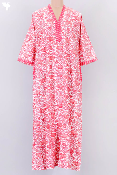 Bizzy Lizzy Full Sleeved Kaftan In Floral Block Print