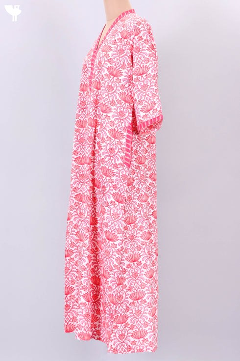 Bizzy Lizzy Full Sleeved Kaftan In Floral Block Print
