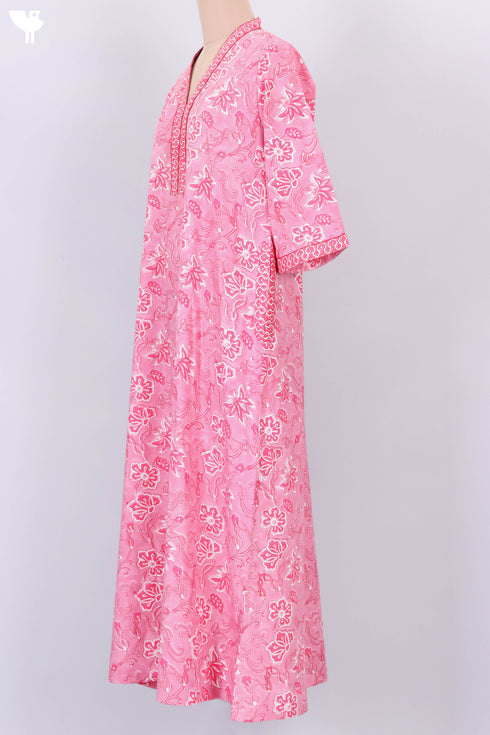Bizzy Lizzy Full Sleeved Kaftan In Floral Block Print