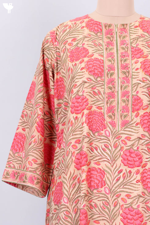 Bizzy Lizzy Full Sleeved Kaftan In Floral Block Print