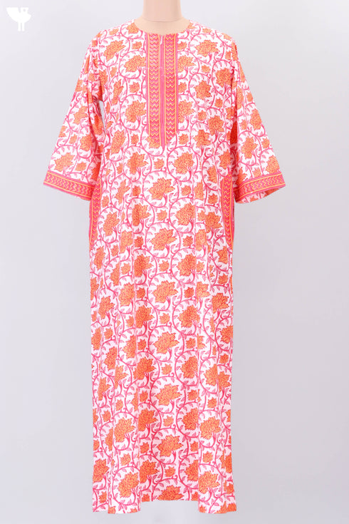 Bizzy Lizzy Full Sleeved Kaftan In Floral Block Print