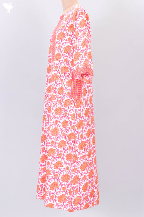 Bizzy Lizzy Full Sleeved Kaftan In Floral Block Print