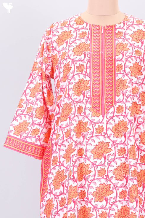 Bizzy Lizzy Full Sleeved Kaftan In Floral Block Print