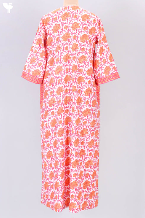 Bizzy Lizzy Full Sleeved Kaftan In Floral Block Print