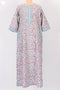 Soft Cotton Zipper Front Kaftan In Floral Block Print