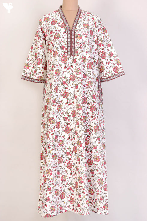 60s Cotton Kaftan In Floral Print