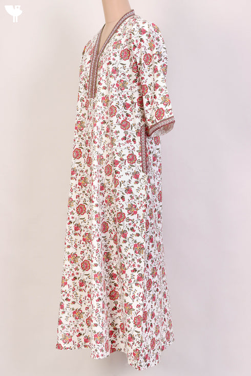 60s Cotton Kaftan In Floral Print