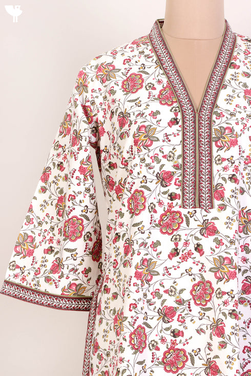 60s Cotton Kaftan In Floral Print