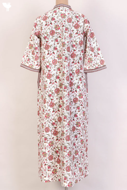 60s Cotton Kaftan In Floral Print