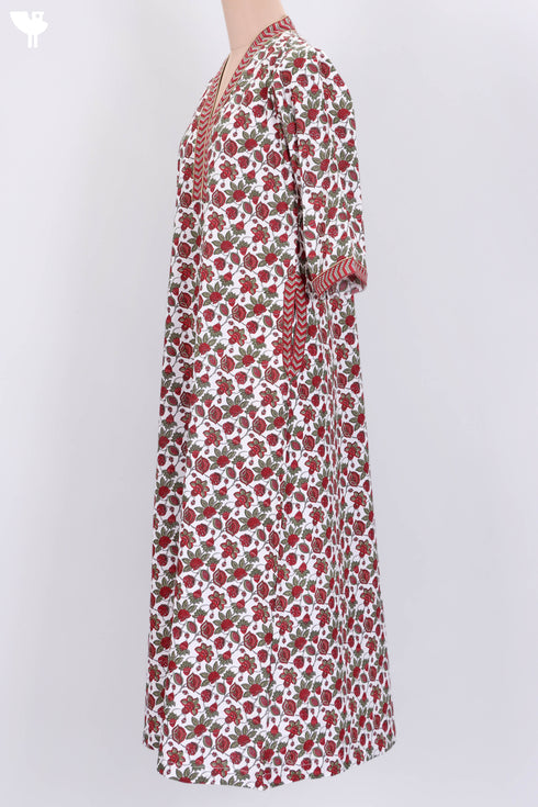 60’s Cotton Full Sleeved Kaftan In Floral Print