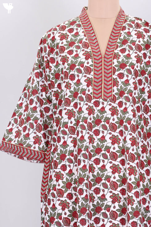 60’s Cotton Full Sleeved Kaftan In Floral Print