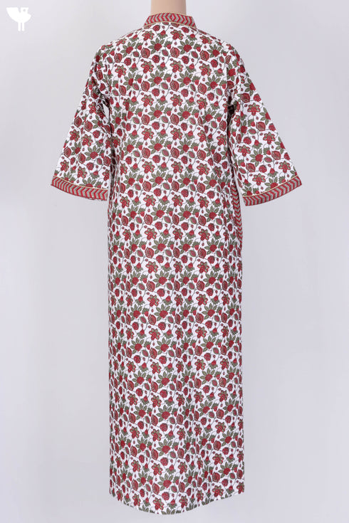 60’s Cotton Full Sleeved Kaftan In Floral Print
