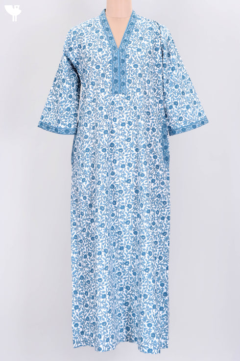 60’s Cotton Full Sleeved Kaftan In Floral Print