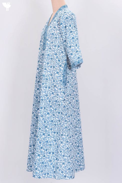 60’s Cotton Full Sleeved Kaftan In Floral Print