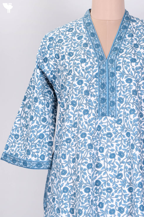 60’s Cotton Full Sleeved Kaftan In Floral Print