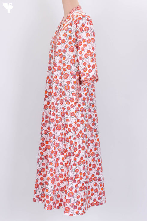 60’s Cotton Full Sleeved Kaftan In Floral Print