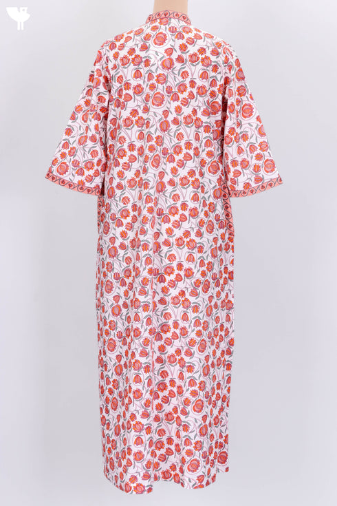 60’s Cotton Full Sleeved Kaftan In Floral Print