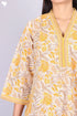 60’s Cotton V-Neck Full Sleeved Kaftan In Floral Print
