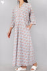 60’s Cotton V-Neck Sleeved Kaftan In Floral Print