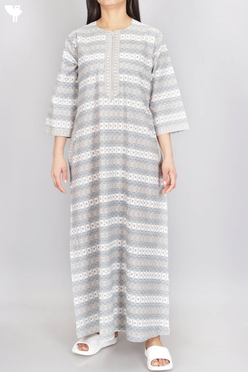 60’s Cotton Zipper Kaftan In Floral Print