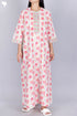 60’s Cotton Zipper Kaftan In Floral Block Print